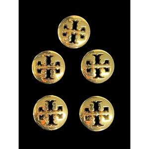 Authentic Tory Burch Buttons Lot of 5 Gold .75" Diameter